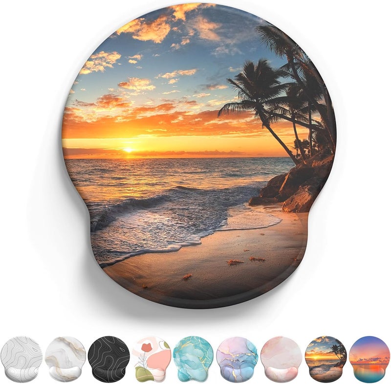 eulps Mouse Pad with Wrist Rest, Comfortable Computer Mousepad with Gel Wrist Support Smooth Surface and Non-Slip PU Base for Pain Relief, Laptop, Office & Home (Sunset) - Image 1